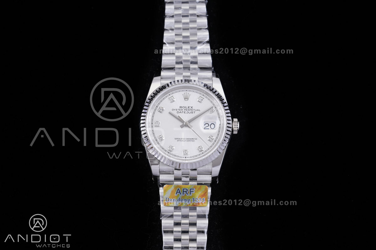 DateJust 36 SS 126234 ARF 1:1 Best Edition Sliver Diamond Dial on Jubilee Bracelet DD3235