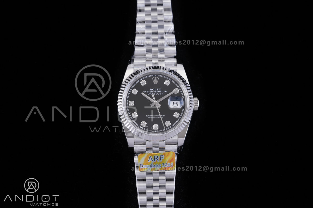 DateJust 36 SS 126234 ARF 1:1 Best Edition Black Diamond Dial on Jubilee Bracelet DD3235