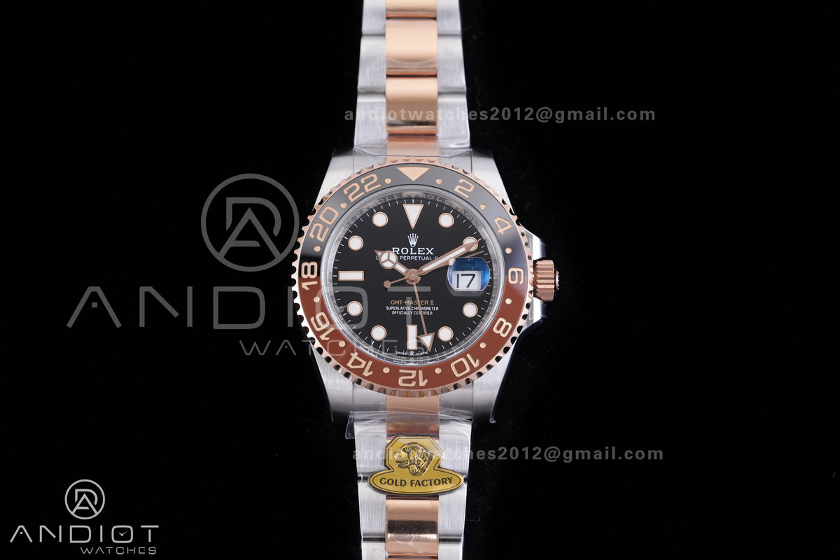 GMT-Master II 126711 CHNR Gain Weight V4 Gold Factory 1:1 Best Edition Black Dial On SS/RG Bracelet SH3285 CHS
