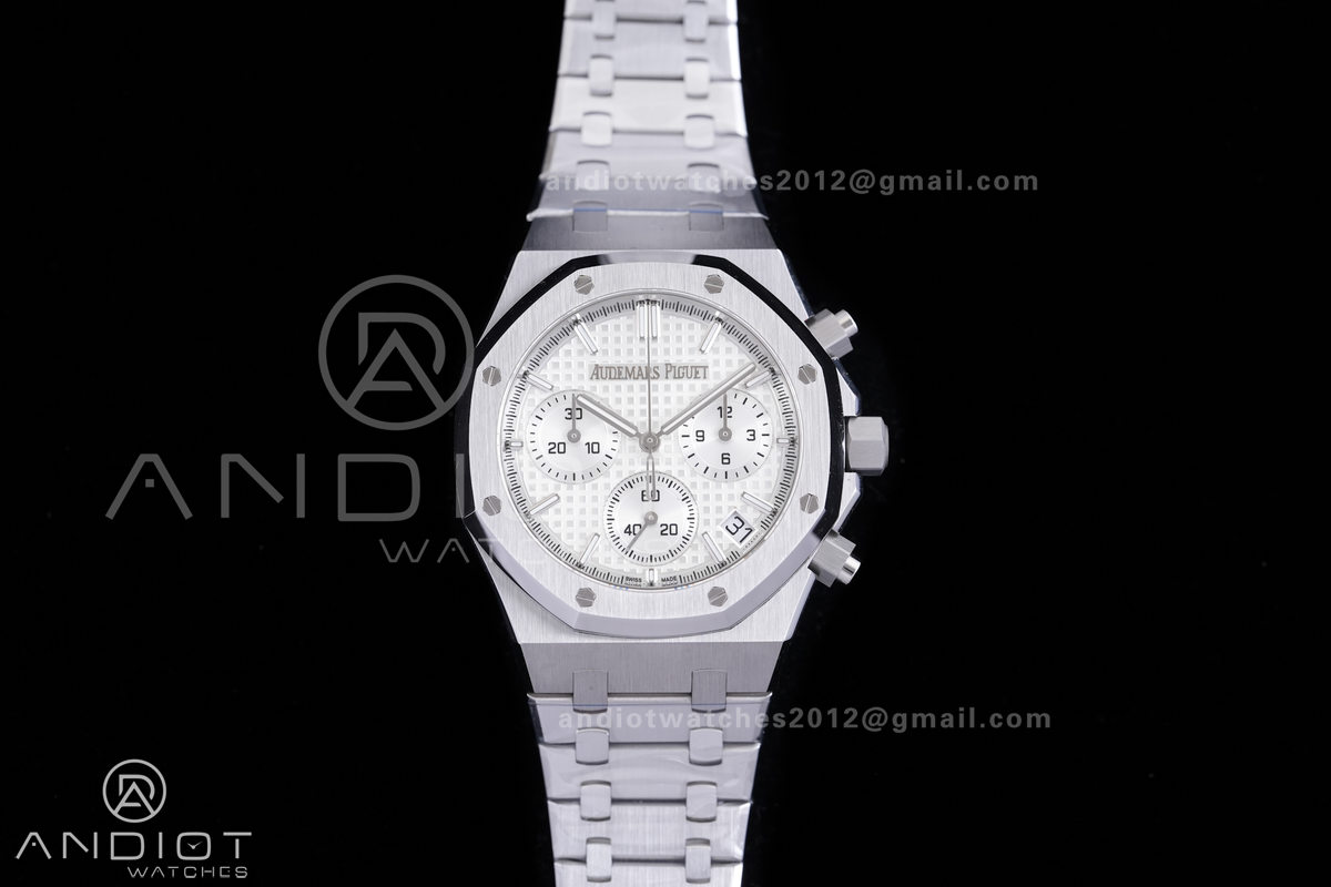 Royal Oak Chrono 26240 SS V2 APSF 1:1 Best Edition Silver Dial on SS Bracelet SA4401 Super Clone (Free Sprung)