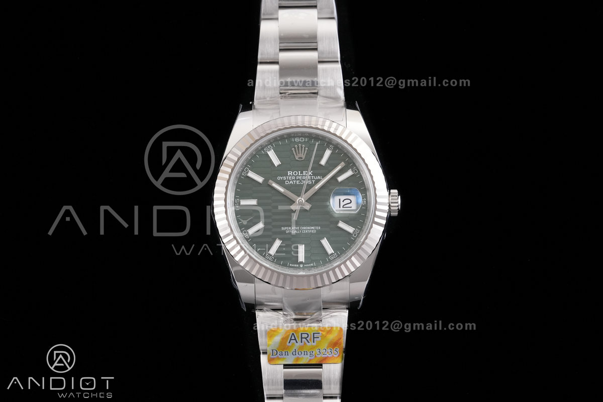 DateJust 41 126334 ARF 1:1 Best Edition 904L Steel Green Textured Stick Dial on Oyster Bracelet DD3235