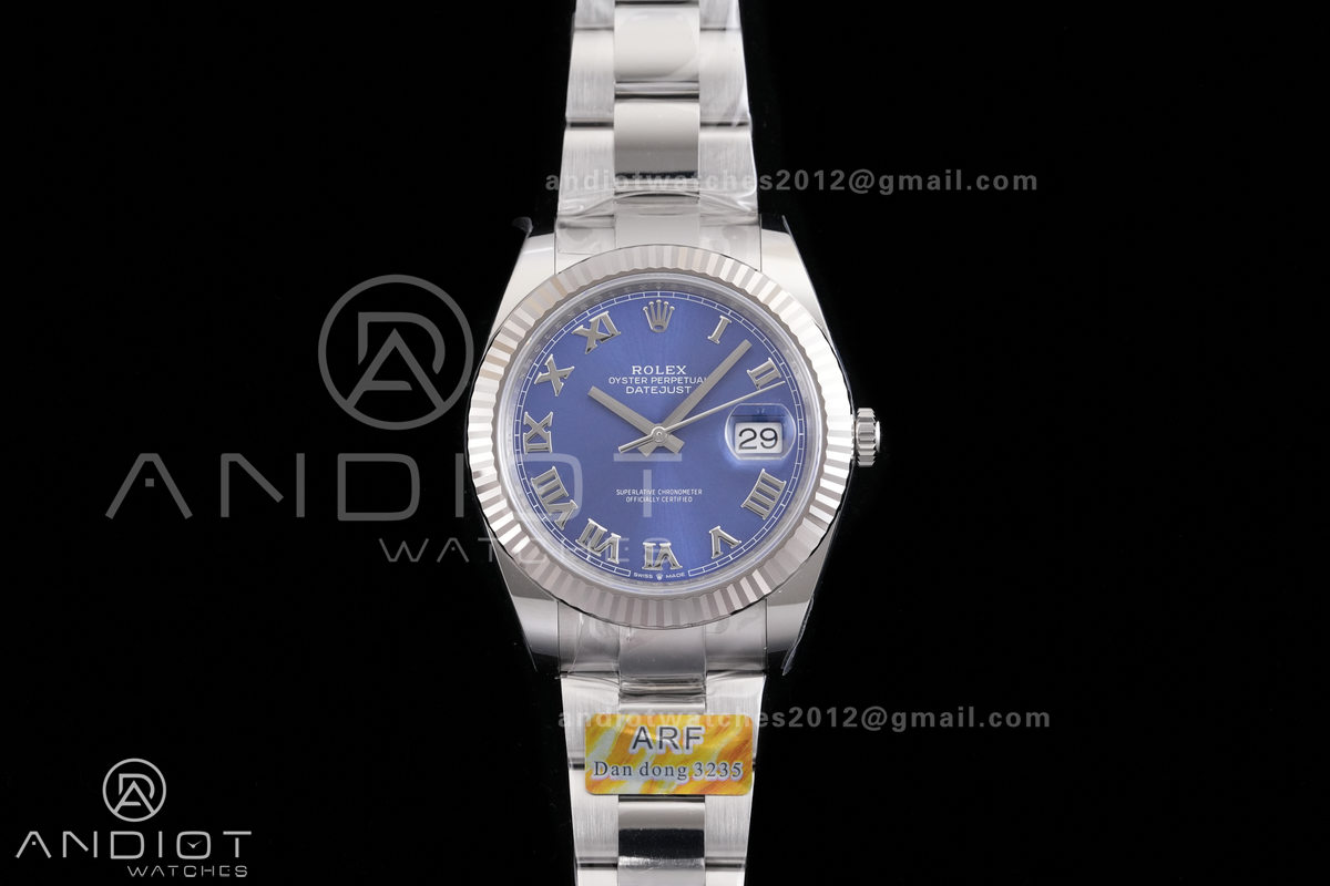 DateJust 41 126334 ARF 1:1 Best Edition 904L Steel  Blue Roman Dial on Oyster Bracelet DD3235
