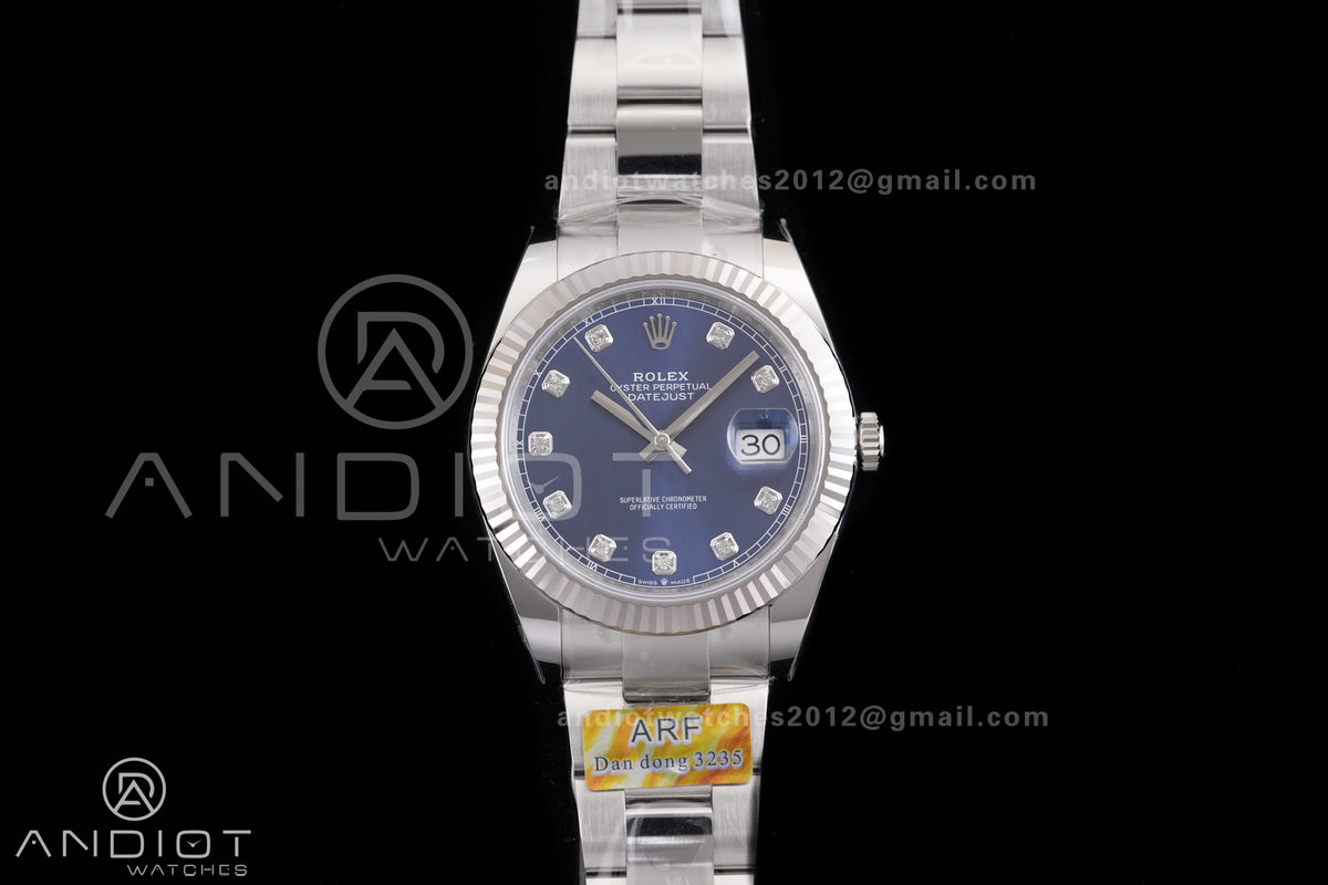 DateJust 41 126334 ARF 1:1 Best Edition 904L Steel Blue Diamonds Dial on Oyster Bracelet DD3235