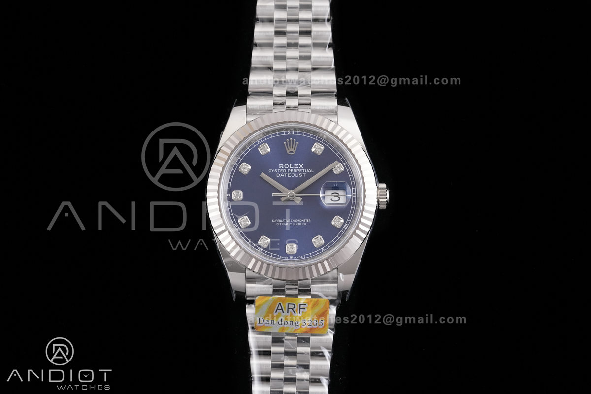 DateJust 41 126334 ARF 1:1 Best Edition 904L Steel Blue Diamonds Dial on Jubilee Bracelet DD3235