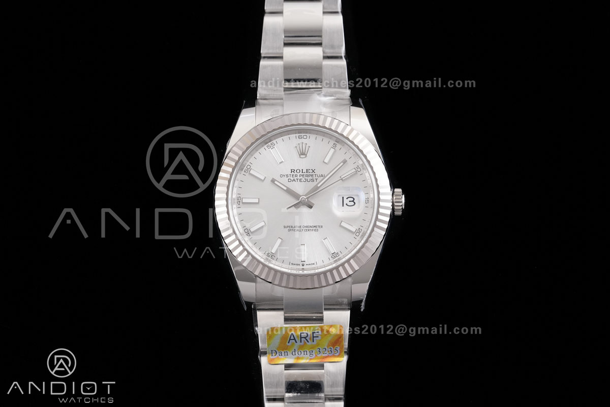 DateJust 41 126334 ARF 1:1 Best Edition 904L Steel Silver Stick Dial on Oyster Bracelet DD3235