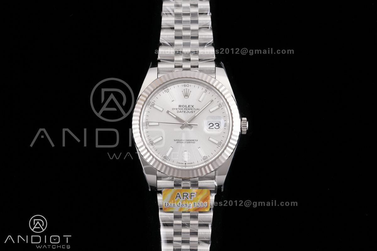 DateJust 41 126334 ARF 1:1 Best Edition 904L Steel Silver Stick Dial on Jubilee Bracelet DD3235