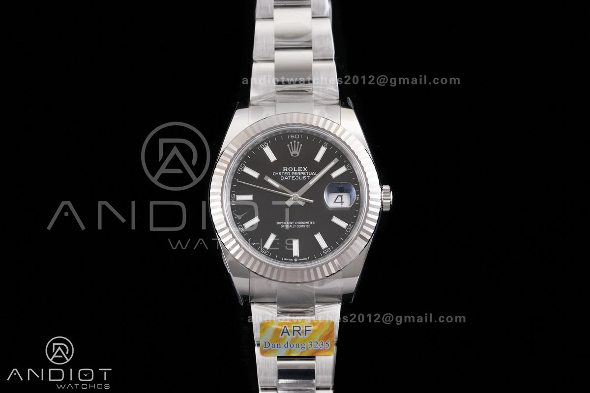 DateJust 41 126334 ARF 1:1 Best Edition 904L Steel Black Stick Dial on Oyster Bracelet DD3235