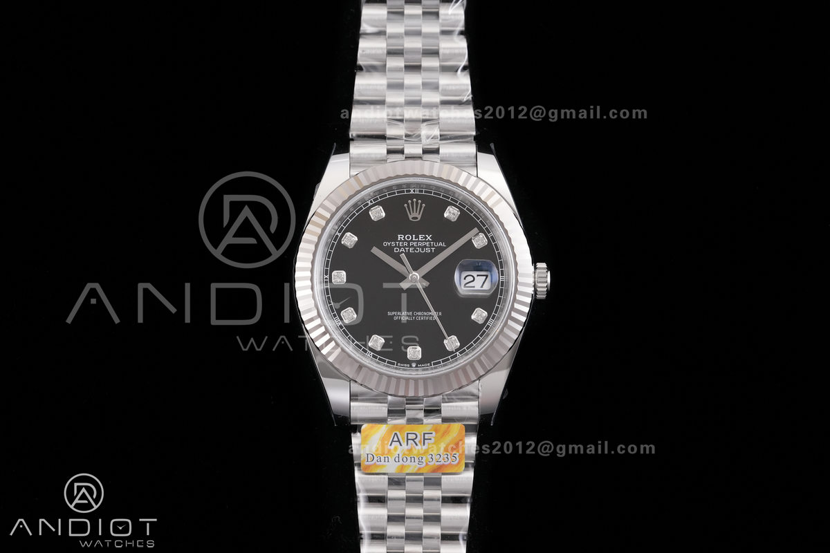 DateJust 41 126334 ARF 1:1 Best Edition 904L Steel Black Diamonds Dial on Jubilee Bracelet DD3235