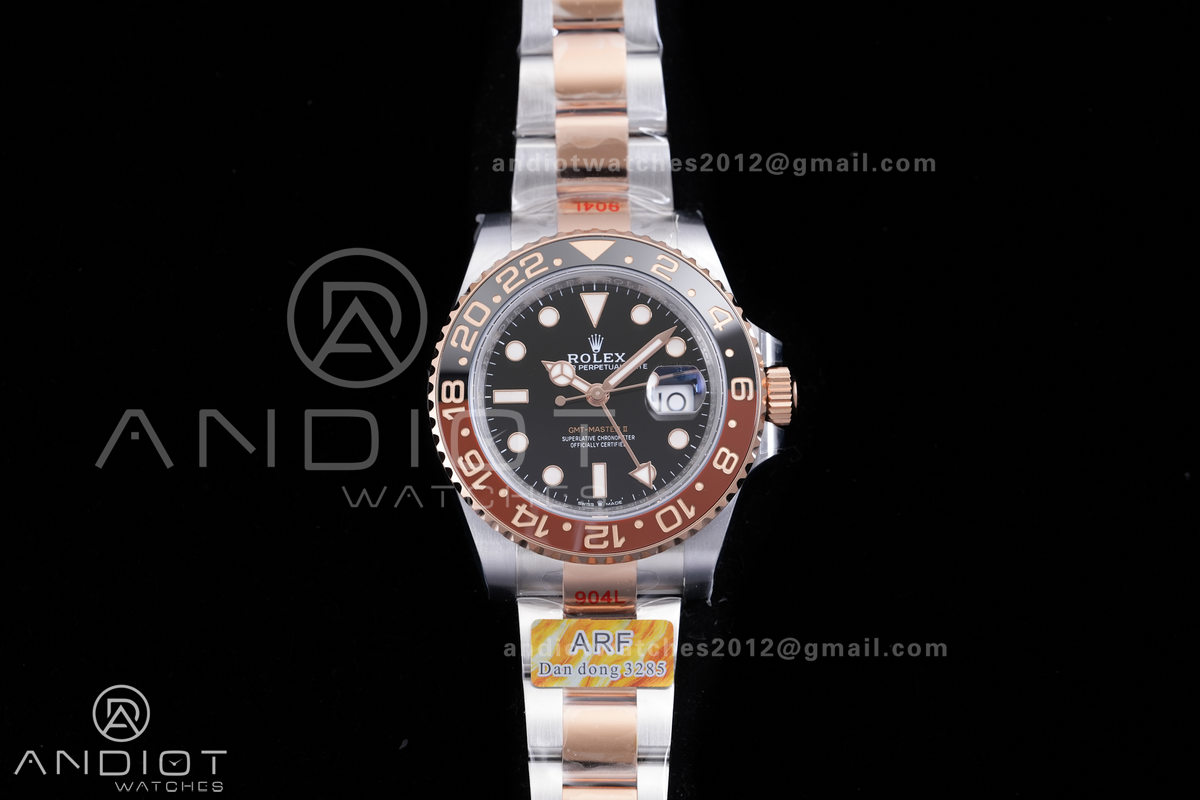 GMT Master II 126711 CHNR 904L SS/RG ARF Gain Weight 1:1 Root Beer Best Edition Black Dial On SS/RG Bracelet DD3285