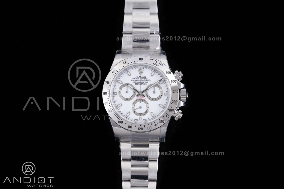Daytona 116520 VSF 1:1 Best Edition 904L SS Case and Bracelet White Dial DD4130
