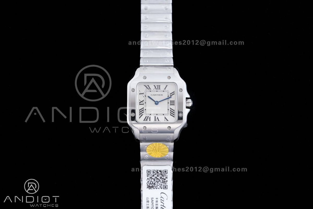 Santos WSSA0082 27x34mm AF 1:1 Best Edition Silver Dial On SS SmartLinks Bracelet Ronda Quartz