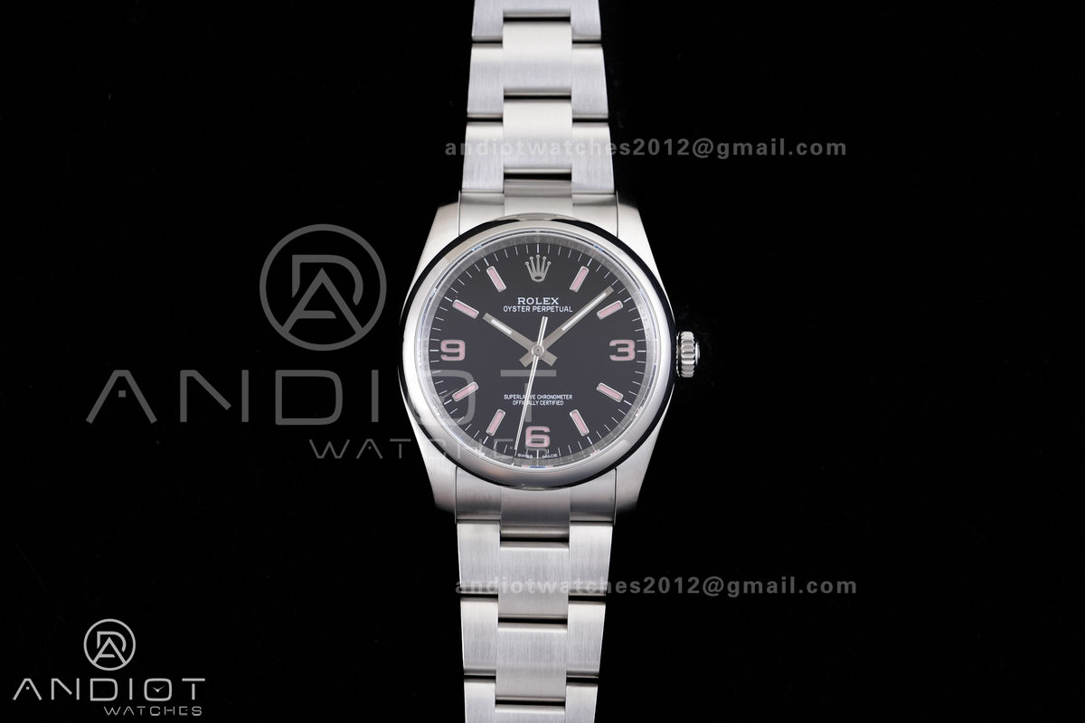 Oyster Perpetual 36 116000 KRF 1:1 Best Edition 904L Steel Black Dial Pink Lume on SS Bracelet SH3130