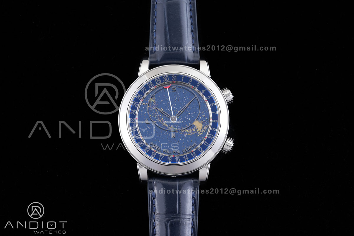 Grand Complications 6102 SS PPF 1:1 Best Edition Blue Dial on Blue Leather Strap SA240 Super Clone