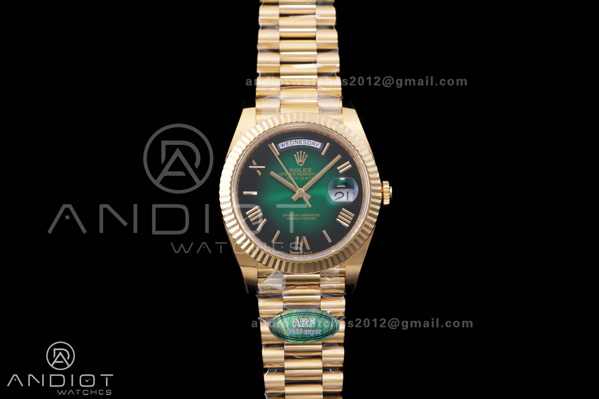 DayDate 40 228238 ARF  V4 1:1 Best Edition Green Ombre Roman Dial on President Bracelet VR3255(Gain Weight 210g)