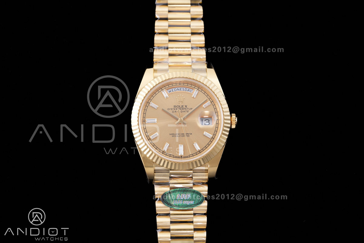 DayDate 40 228238 ARF  V4 1:1 Best Edition YG Crystal Dial on President Bracelet VR3255(Gain Weight 210g)