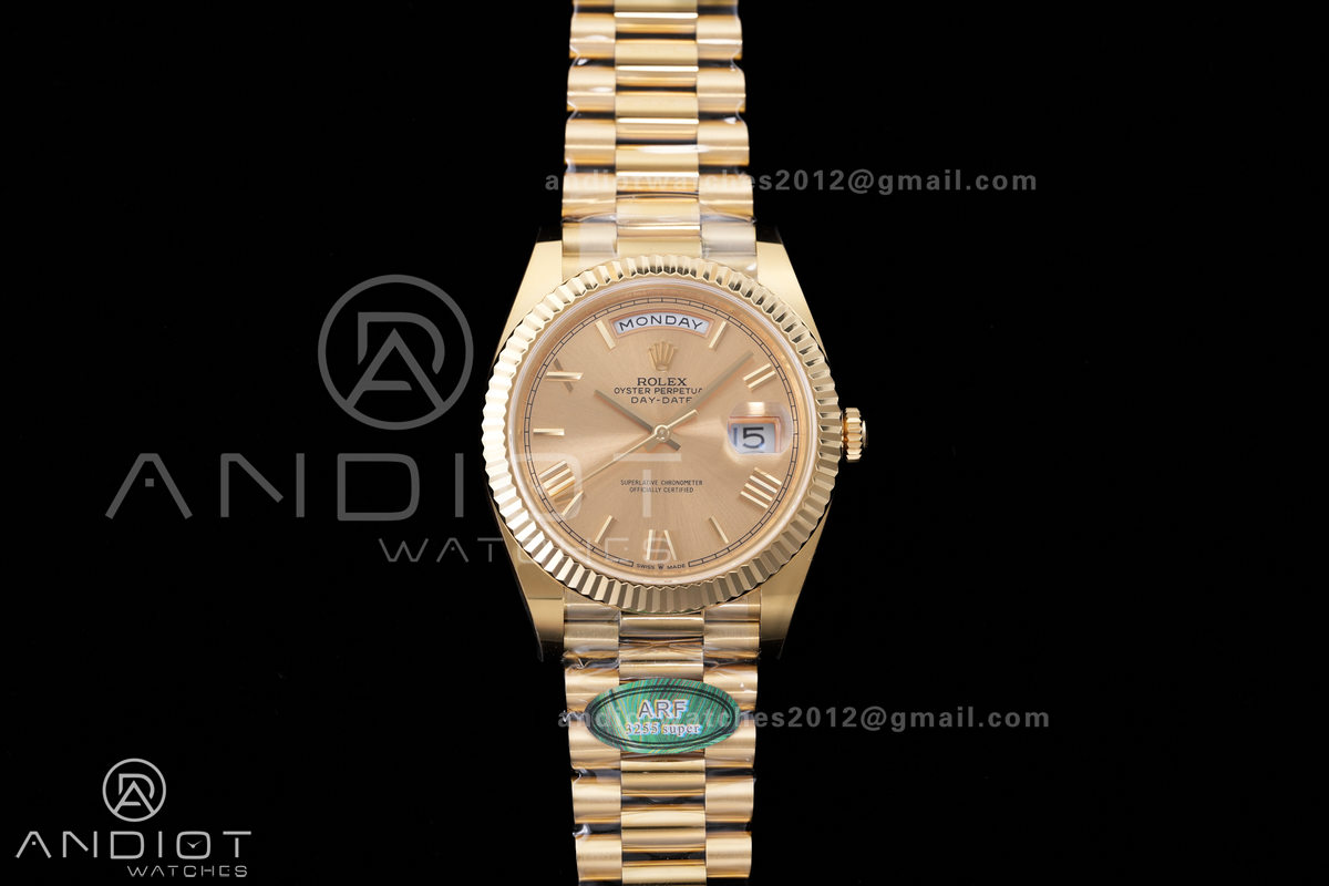 DayDate 40 228238 ARF  V4 1:1 Best Edition YG Roman Dial on President Bracelet VR3255(Gain Weight 210g)