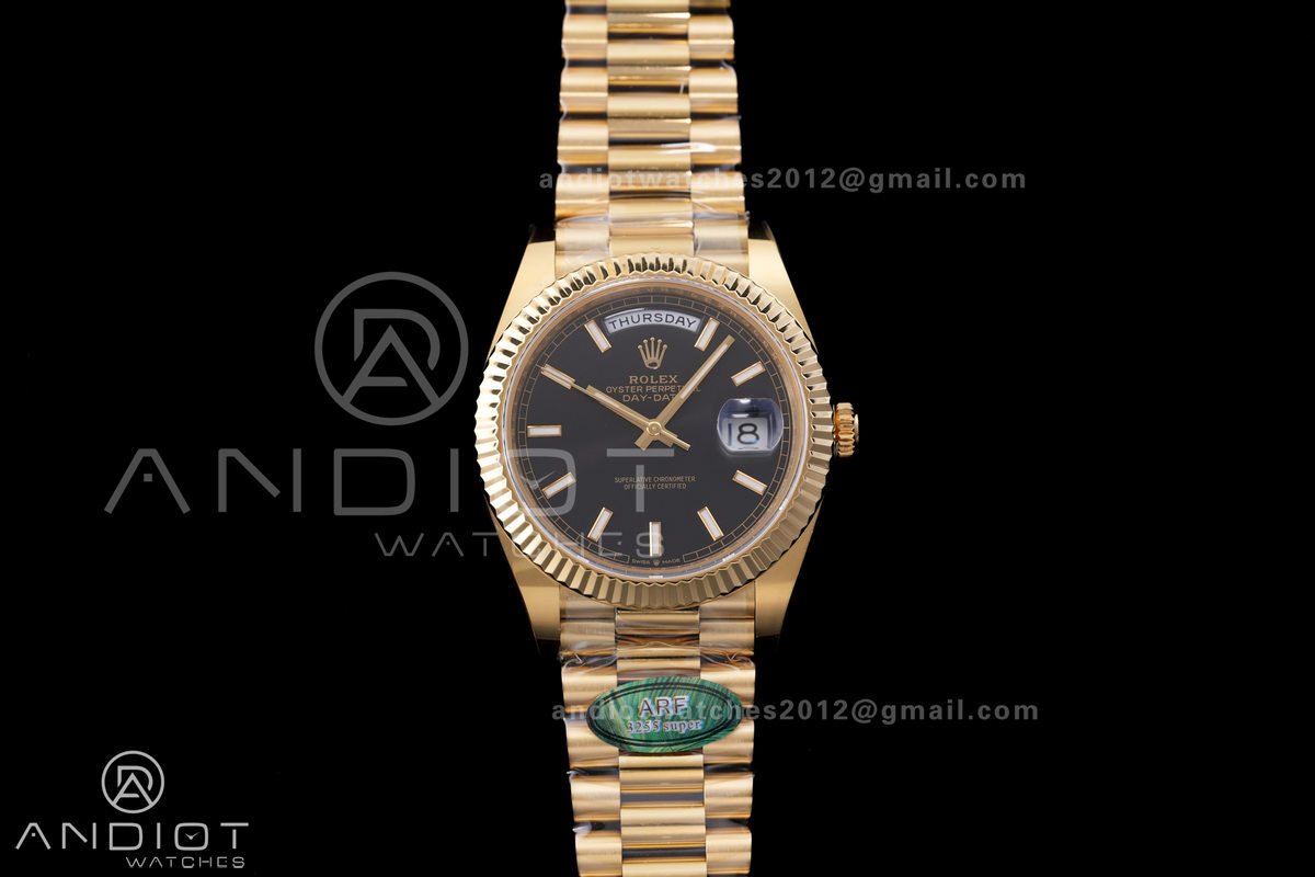 DayDate 40 228238 ARF V4 1:1 Best Edition Black Stick Dial on President Bracelet VR3255 (Gain Weight 210g）