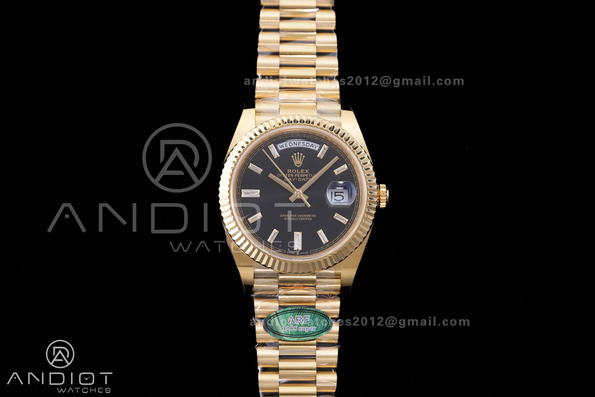 DayDate 40 228238 ARF V4 1:1 Best Edition Black Crystal Dial on President Bracelet VR3255 (Gain Weight 210g)