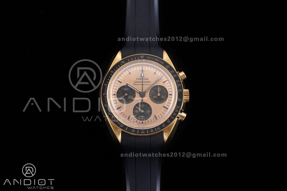 Speedmaster YG N1F Best Edition YG Dial on Black Rubber Strap A3861
