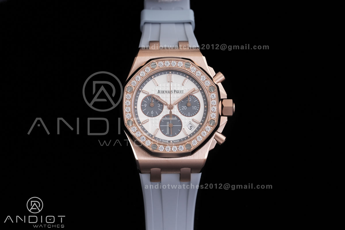 Royal Oak Offshore 37mm 26231 RG APSF 1:1 Best Edition White Dial On Grey Rubber Strap A2385