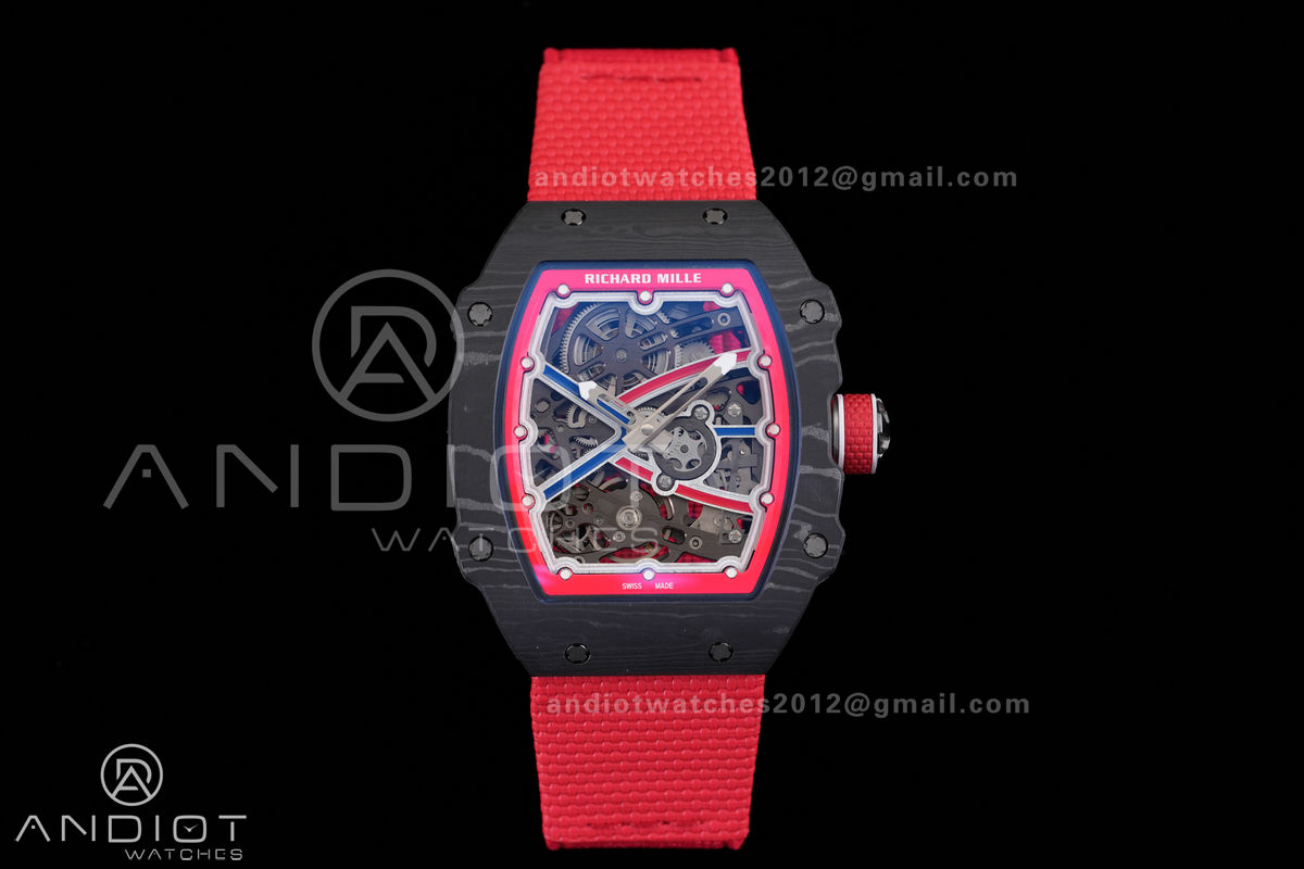 Umi Maker's RM67-02 Black NTPT Blue/Red Skeleton Dial on Nylon strap CRMA7 Clone V2