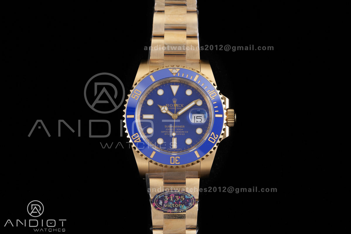 Submariner 116618 LB Blue Ceramic VF 1:1 Best Edition 904L Steel on YG Bracelet DD3135