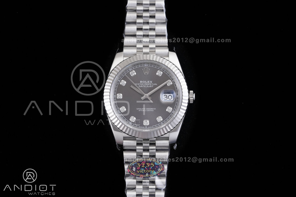 DateJust 41 126334 904L SS VF 1:1 Best Edition Gray Diamonds Dial on Jubilee Bracelet DD3235