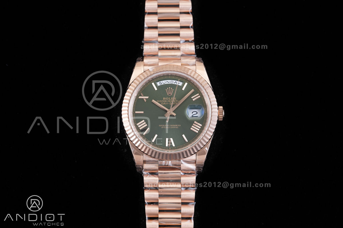 Day Date 228235 40mm Gain Weight V2 VSF 1:1 Best Edition Green Dial Roman Marker On RG President Bracelet DD3255