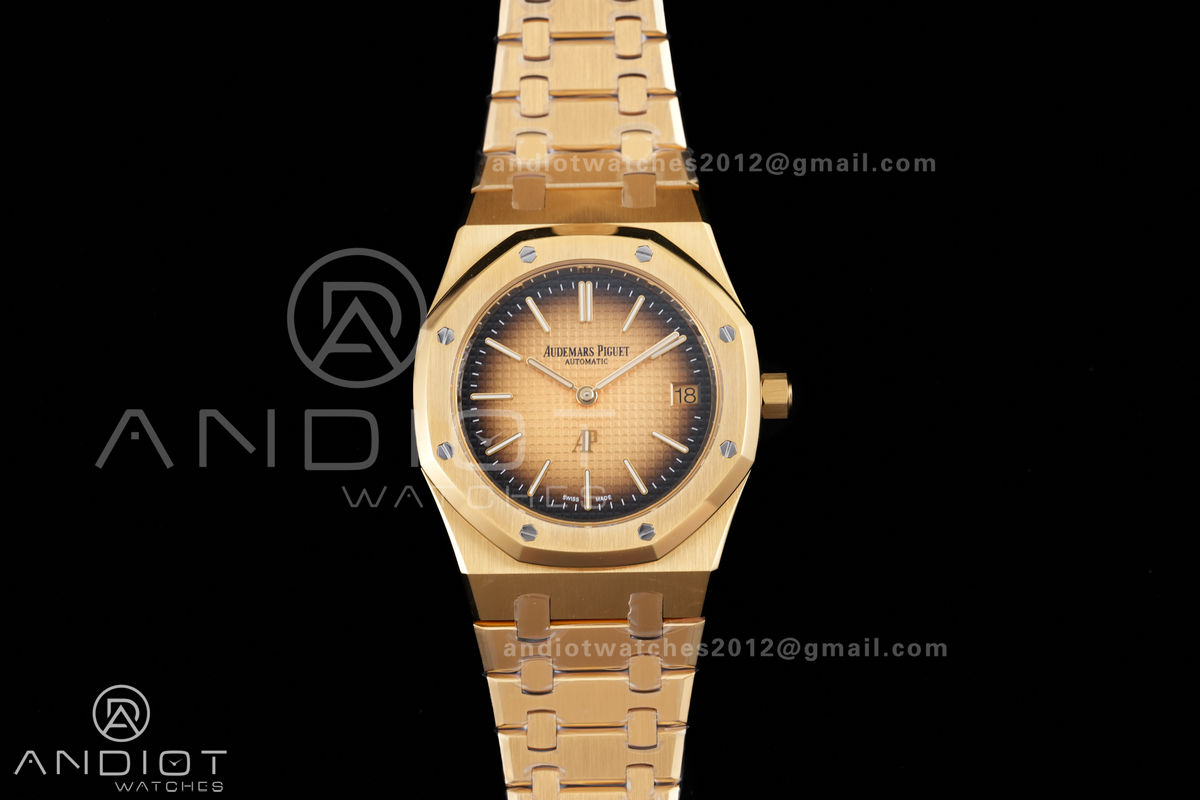 Royal Oak 39mm 16202 50th YG ZF 1:1 Best Edition YG Smoked Dial On YG Bracelet A7121