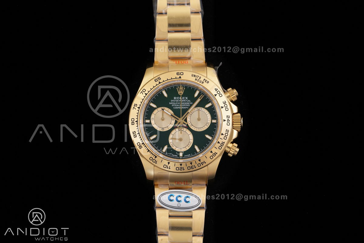 Daytona 126508 3CF 1:1 Best Edition Green/YG Dial on YG Bracelet DD4131 (Gain Weight)