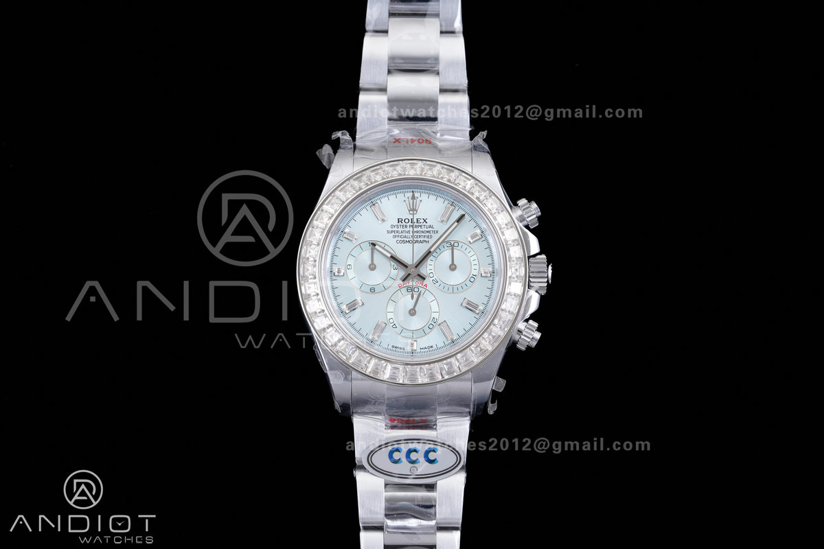 Daytona 116576TBR 3CF 1:1 Best Edition Ice Blue Dial on SS Bracelet DD4130 V2 (Mod Version)