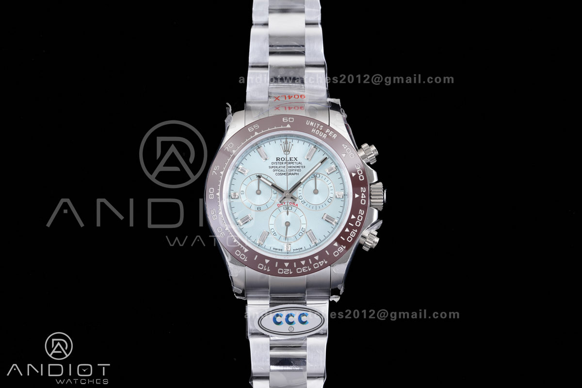 Daytona 116506 3CF 1:1 Best Edition Ice Blue Crystal Dial on SS Bracelet DD4130 V2 (Mod Version)