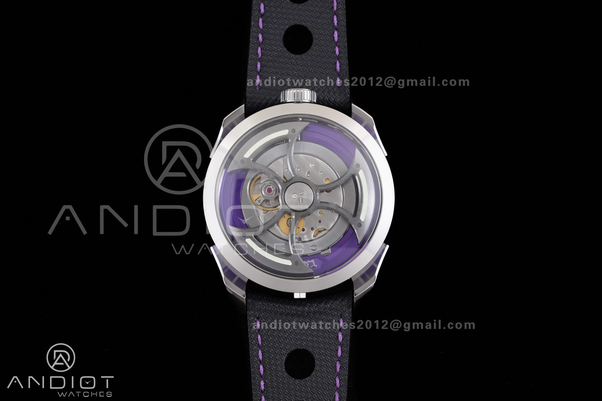 MB&F M.A.D.1.Purple SS K1F 1:1 Best Edition on Black Leather Strap Miyota 821A