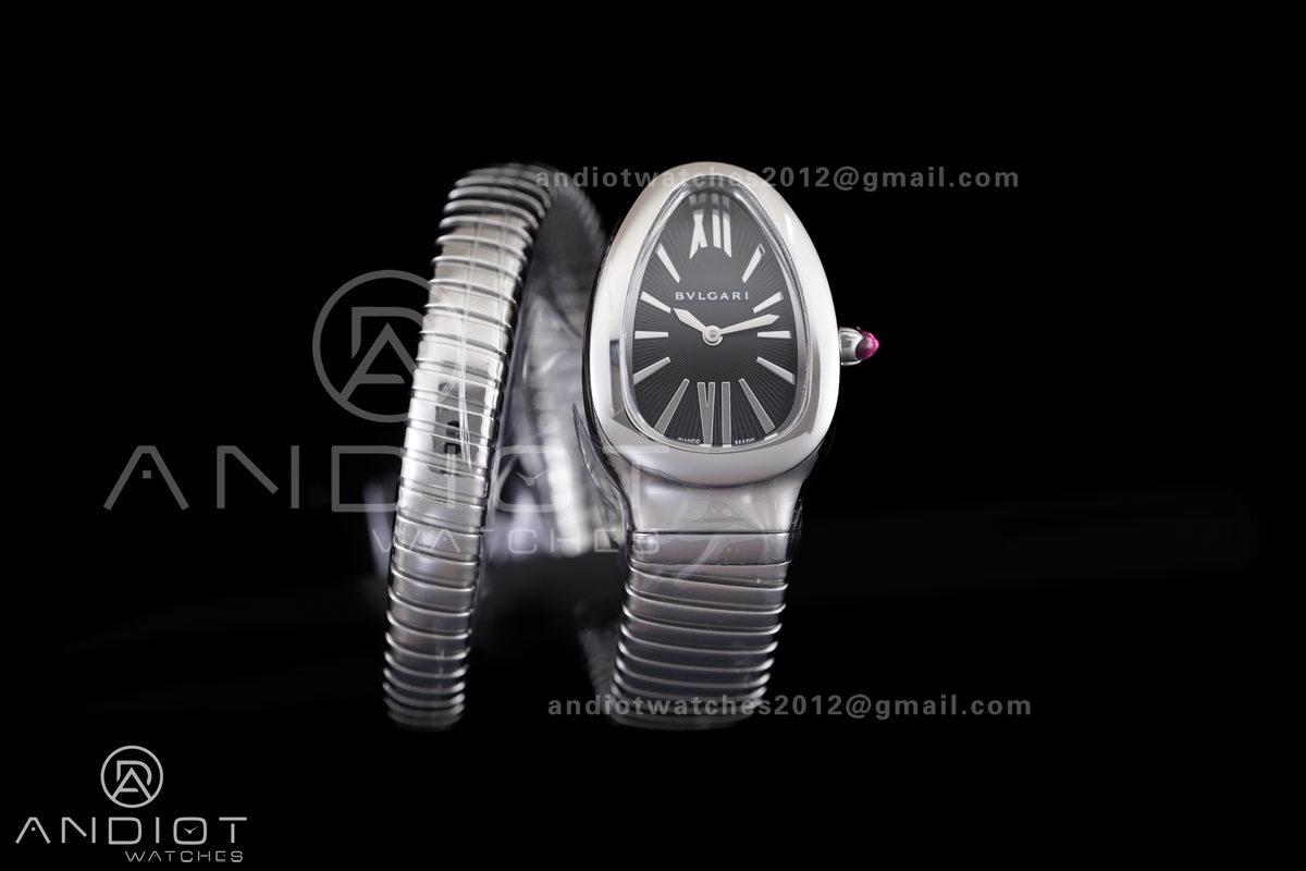 Serpenti 35mm SS BVF 1:1 Best Edition Black Dial on SS Bracelet Ronda Quartz