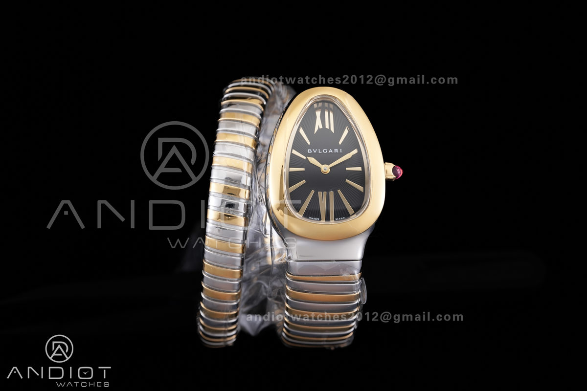 Serpenti 35mm SS/YG BVF 1:1 Best Edition Black Dial on SS/YG Bracelet Ronda Quartz