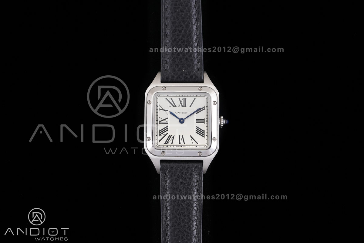 Santos Dumont 38mm SS F1F Best Edition Silver Dial on Black Leather Strap Quartz