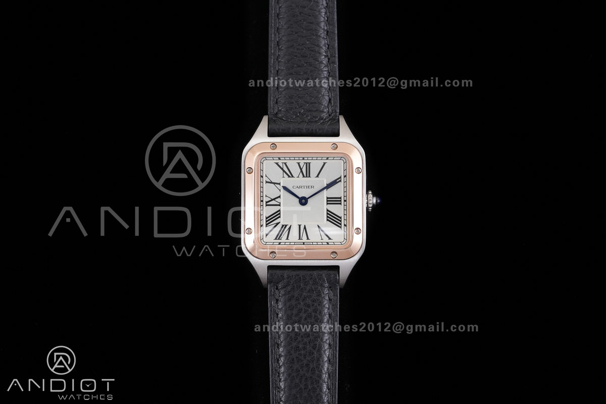 Santos Dumont 38mm SS/RG F1F Best Edition Silver Dial on Black Leather Strap Quartz