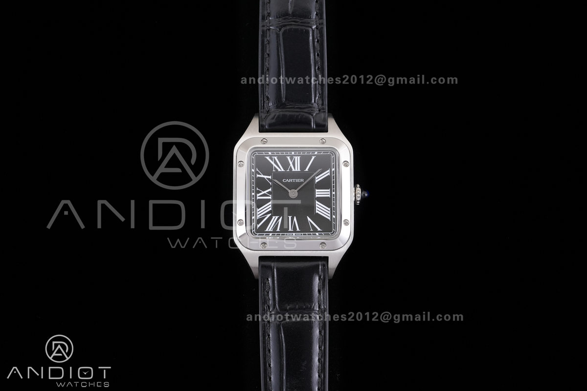 Santos Dumont 38mm SS F1F Best Edition Black Dial on Black Leather Strap Quartz