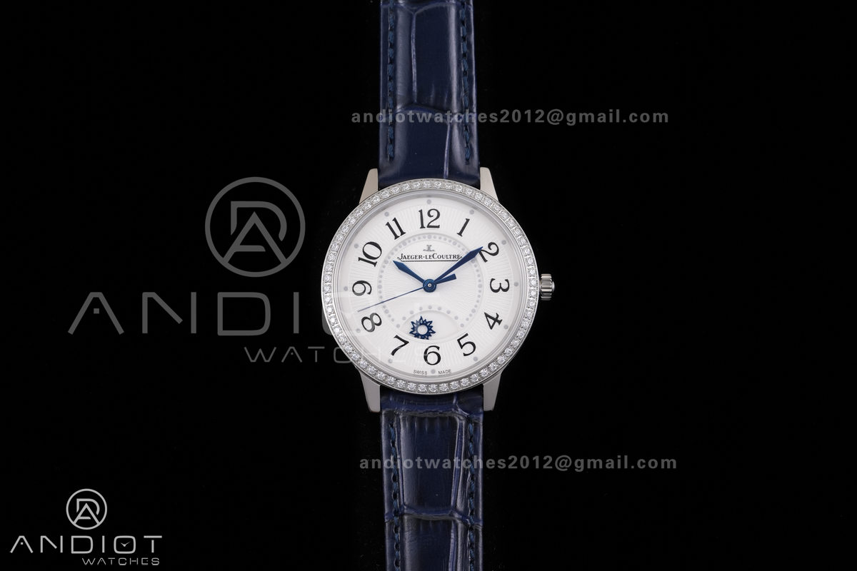 Rendez-Vous Night & Day SS APSF 1:1 Best Edition White Dial Diamonds Bezel on Blue Leather Strap SA898