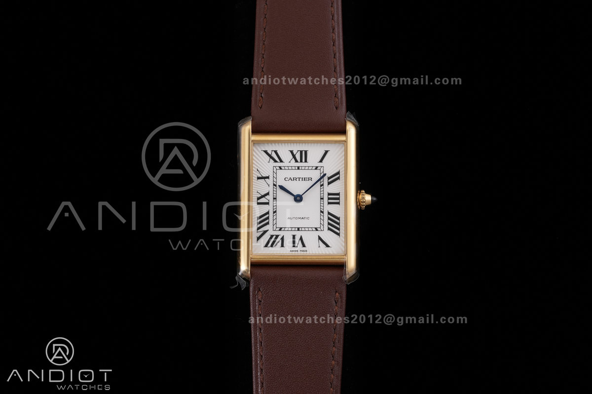 Tank Louis XL 38x27mm YG F1F 1:1 Best Edition White Dial on Brown Strap A1899Mc