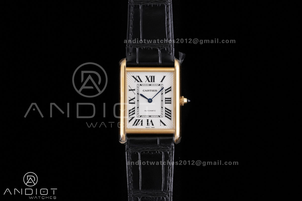 Tank Louis XL 38x27mm YG F1F 1:1 Best Edition White Dial on Black Strap A1899Mc