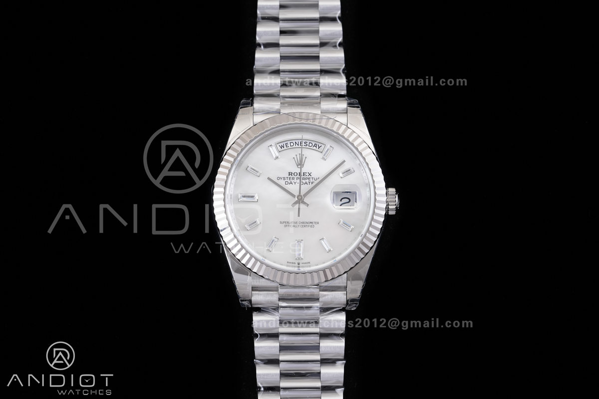 DayDate 40 228239 VSF 1:1 Best Edition White MOP Crystal Dial on President Bracelet VS3255 V2