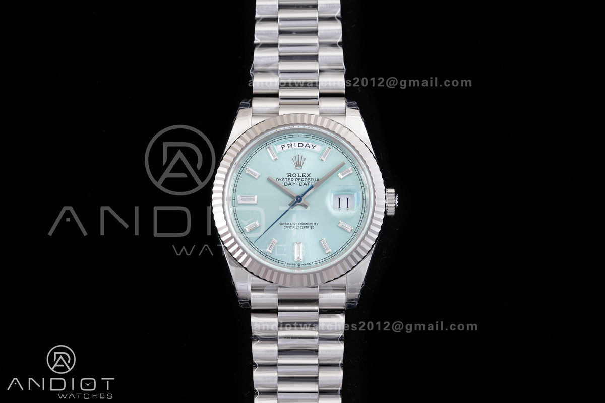 Day Date 228239 40mm 904L SS VSF 1:1 Best Edition Ice Blue Crystal Dial On SS President Bracelet DD3255