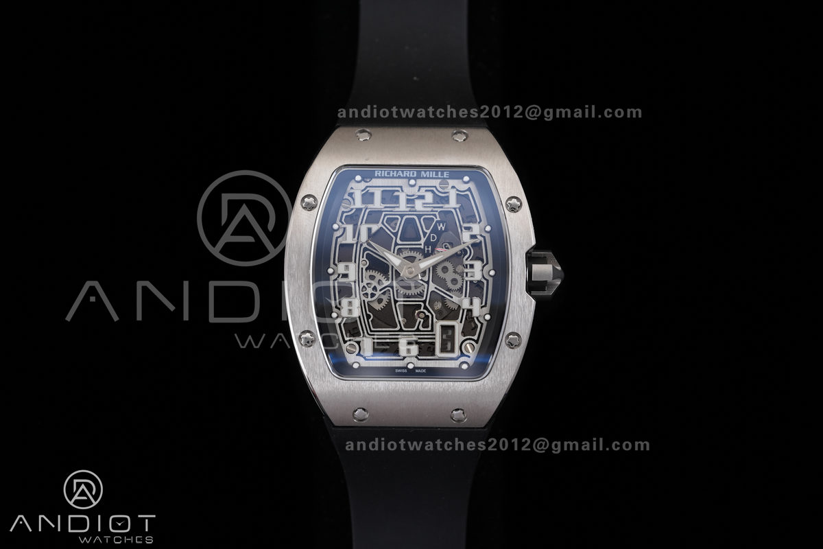 RM67-01 Real Titanium 1:1 Best Edition Skeleton Dial On Black Rubber Strap CRMA7 Clone