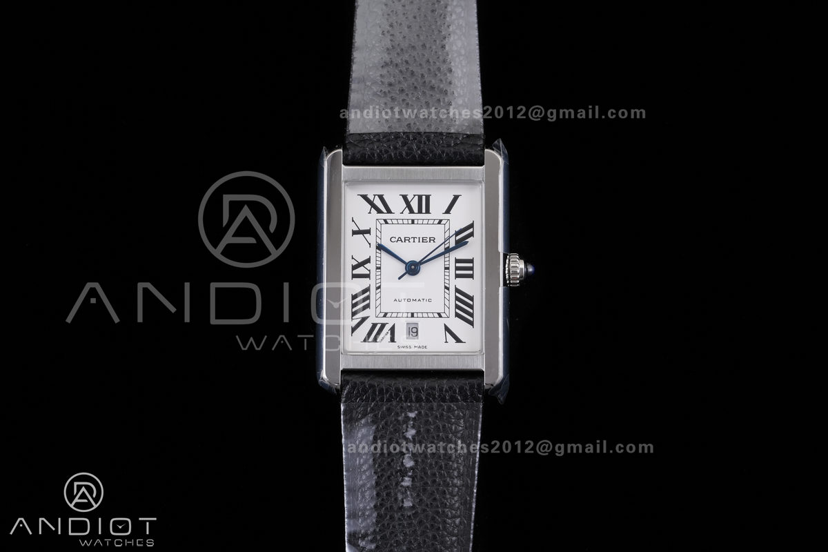 Tank Solo 31mm SS AF 1:1 Best Edition White Dial on Black Leather Strap MIYOTA 9015