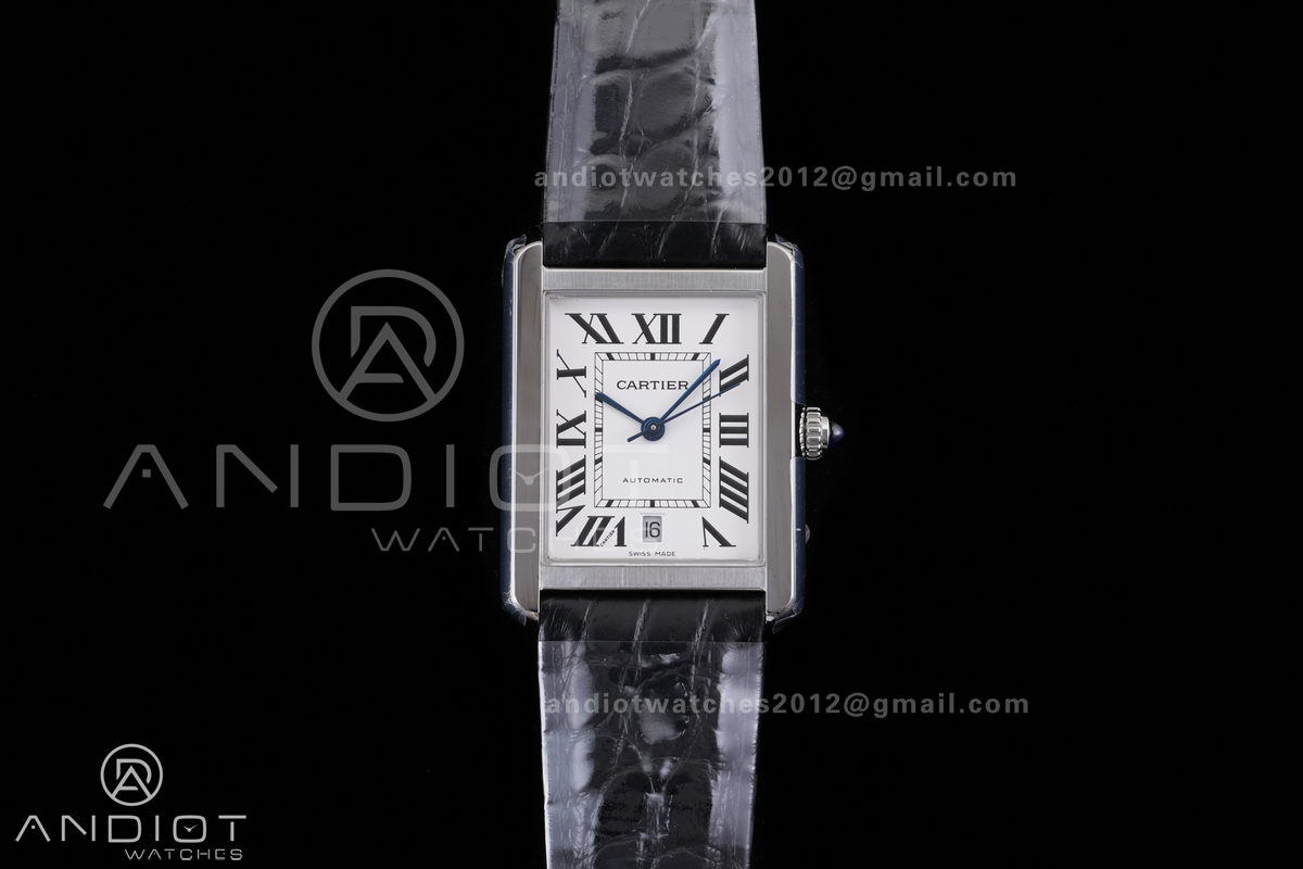 Tank Solo 31mm SS AF 1:1 Best Edition White Dial on Black Croco Strap MIYOTA 9015