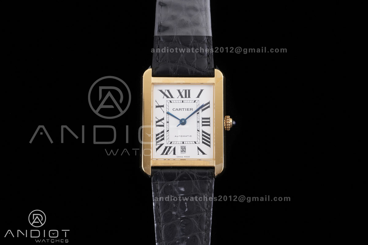 Tank Solo 31mm YG AF 1:1 Best Edition White Dial on Black Croco Strap MIYOTA 9015