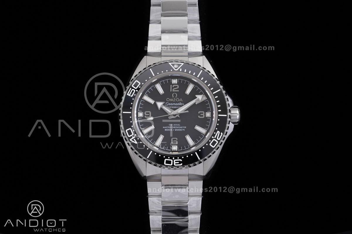 Planet Ocean 600M 42mm SS VS+F 1:1 Best Edition Black Dial Blue Bezel on SS Bracelet A8912