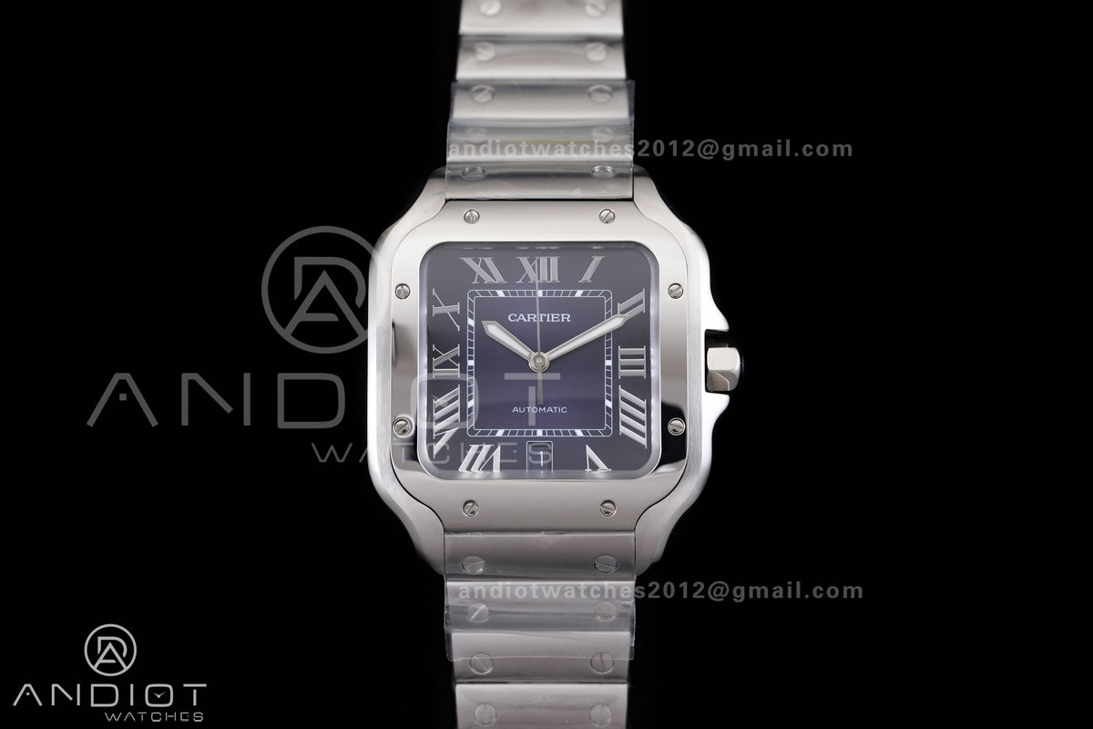 Santos de Cartier 40mm GF 1:1 Best Edition Blue Dial on SS SmartLinks Bracelet MIYOTA 9019 (Free Leather)