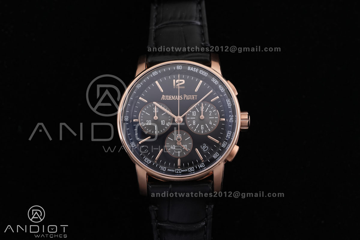 Code 11.59 Chrono 26393 RG APSF 1:1 Best Edition Black Dial on Black Leather Strap SA4401 Super Clone